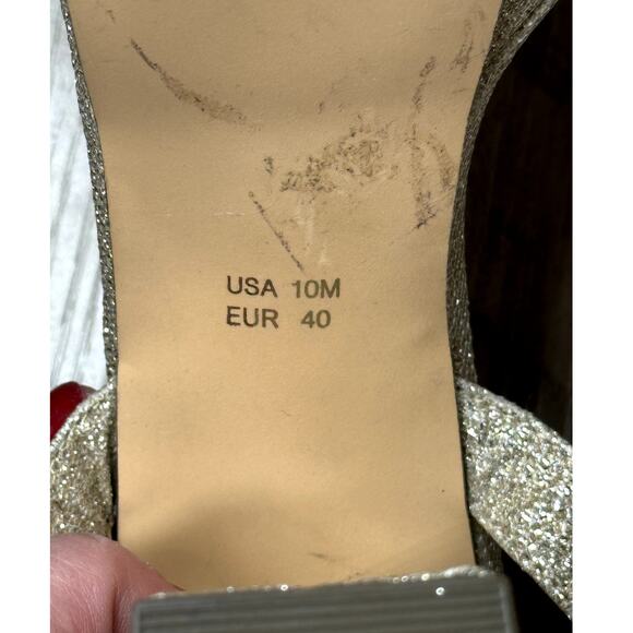 Nina Sand Glitter Shine Block-heel With Platform Stiletto Sandal Size 10M - Picture 9 of 15